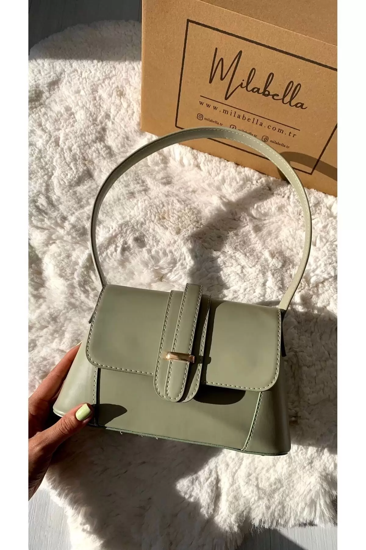 Nixie Mint Green Mini Baguette Shoulder Bag