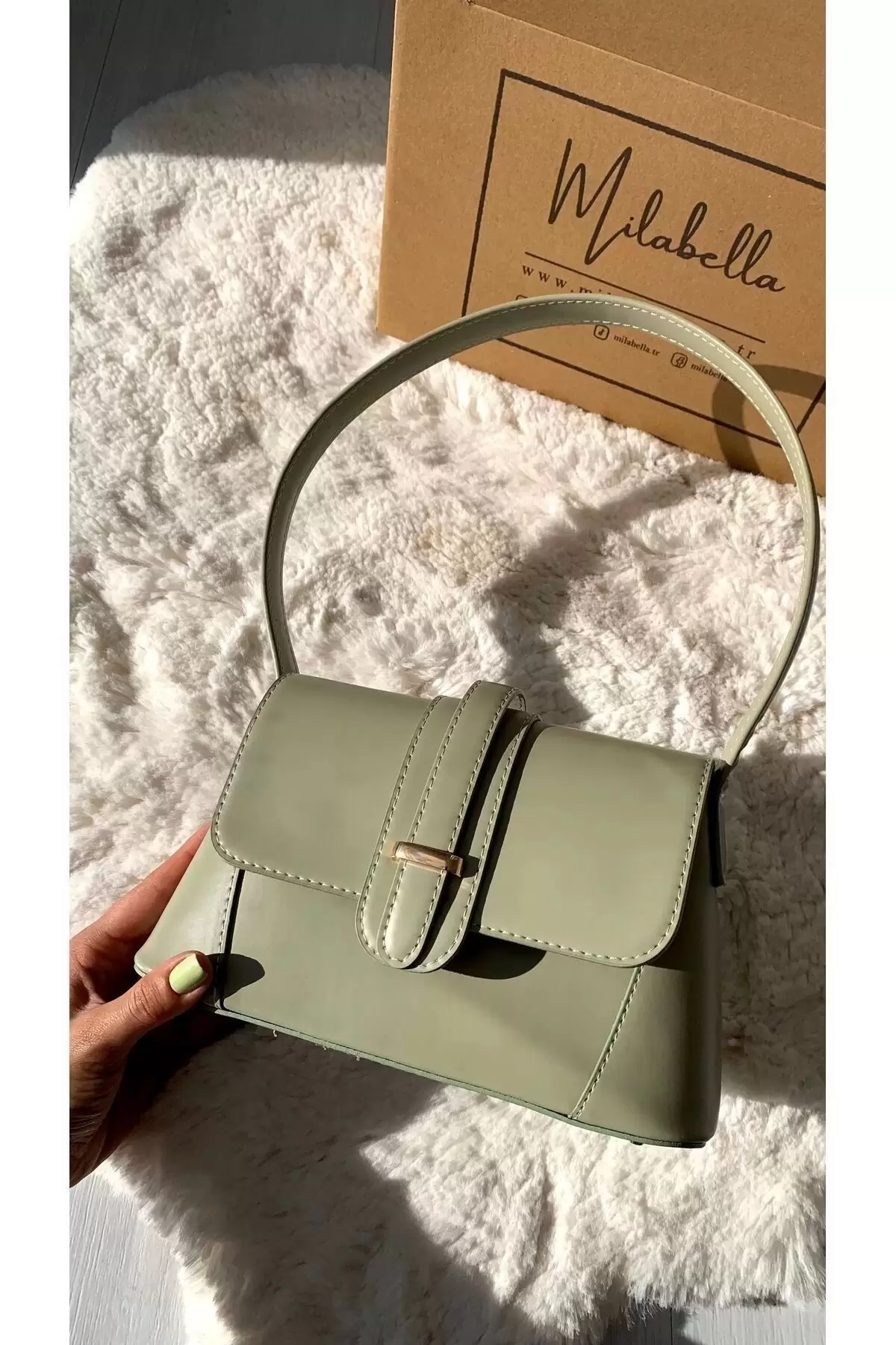 Nixie Mint Green Mini Baguette Shoulder Bag