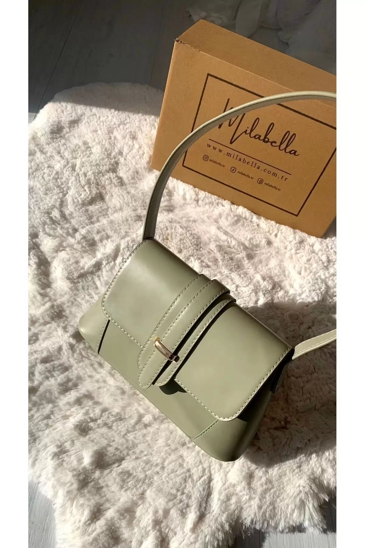 Nixie Mint Green Mini Baguette Shoulder Bag