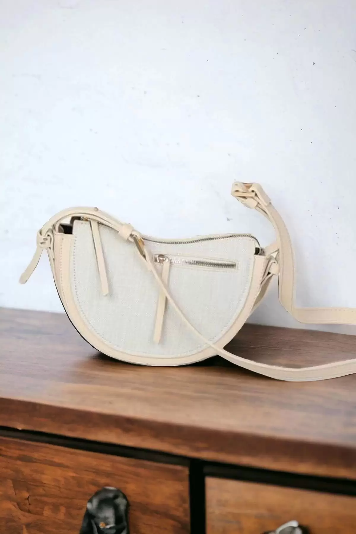 Linen Mink Cream Linen Design Womens Shoulder Bag