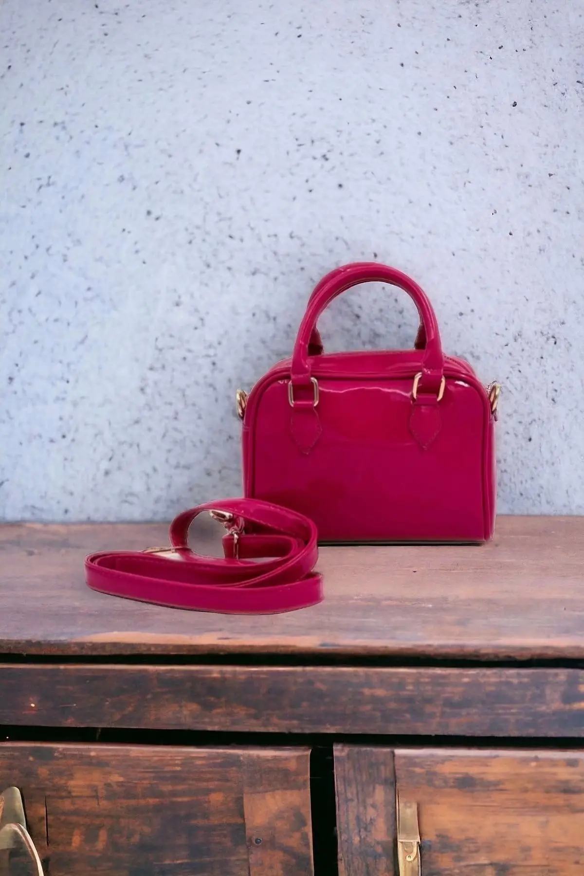 Lara Fuchsia Patent Leather Mini Size Womens Shoulder Bag