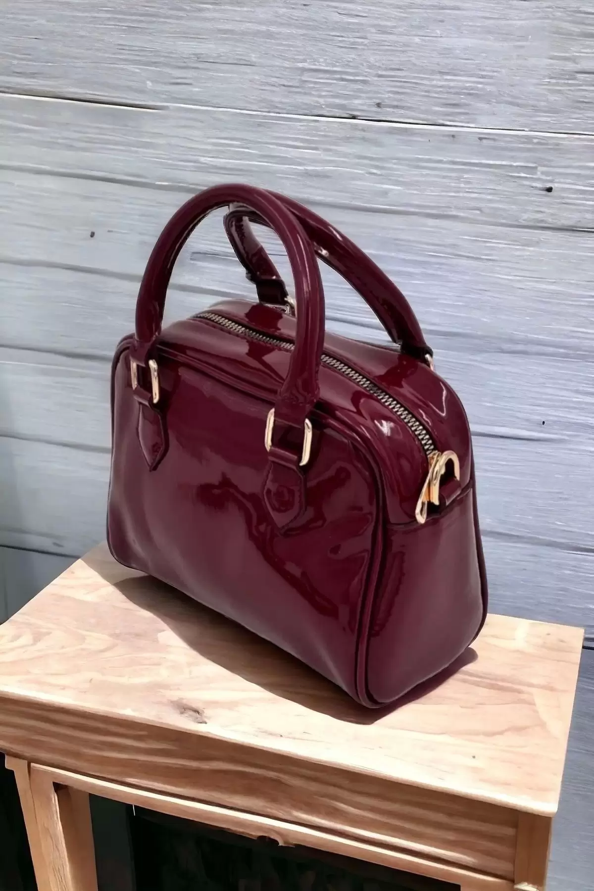 Lara Claret Red Patent Leather Mini Size Womens Shoulder Bag