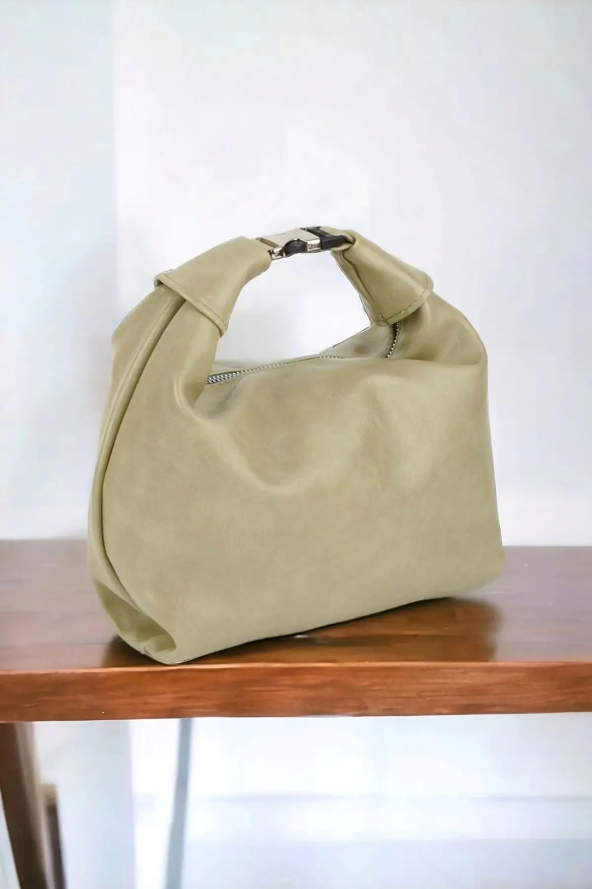 Angel Pistachio Green Design Womens Handbag and Shoulder Bag with Lock Accessory