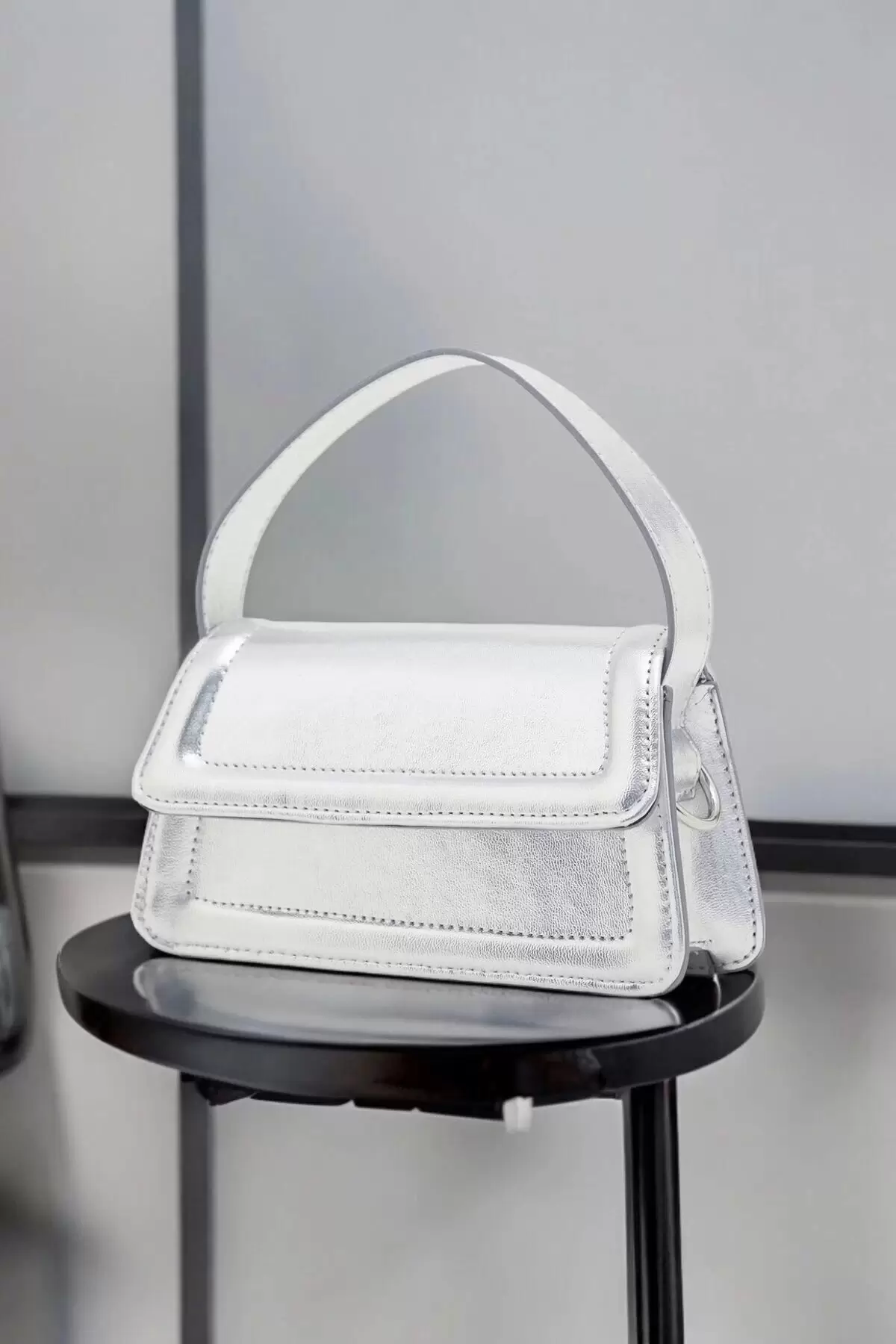 Kate Silver Flap Cross-Strap Womens Shoulder Bag