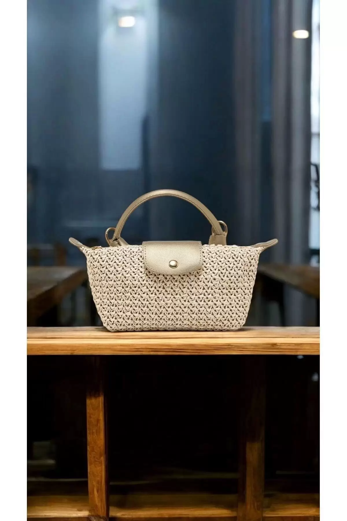 Laurel Gold/Straw Hand Woven Womens Mini Bag