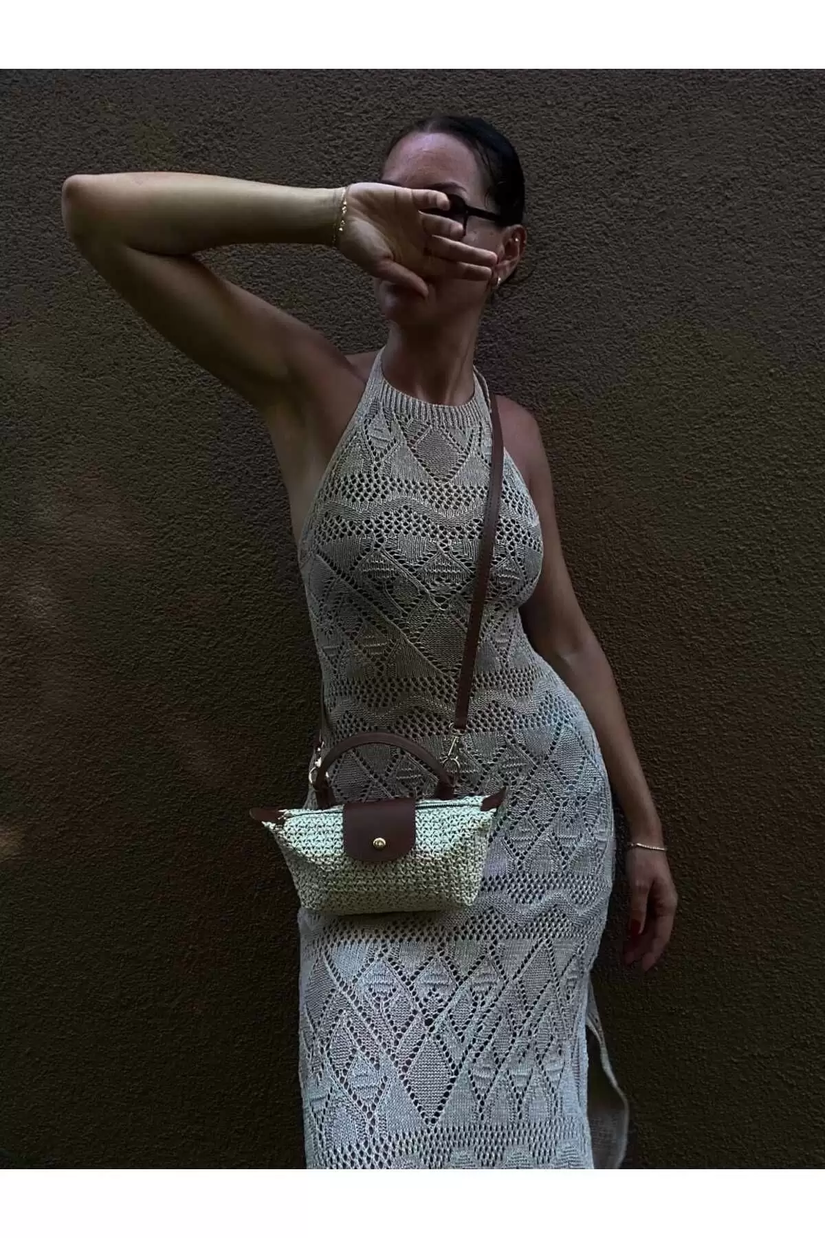 Laurel Brown/Straw Hand Woven Womens Mini Bag