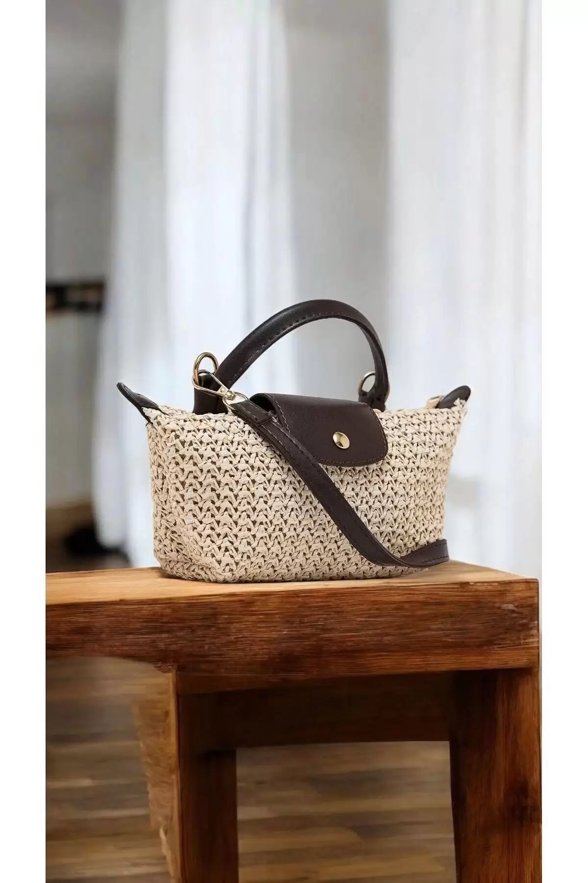 Laurel Bitter Brown/Straw Hand Woven Womens Mini Bag