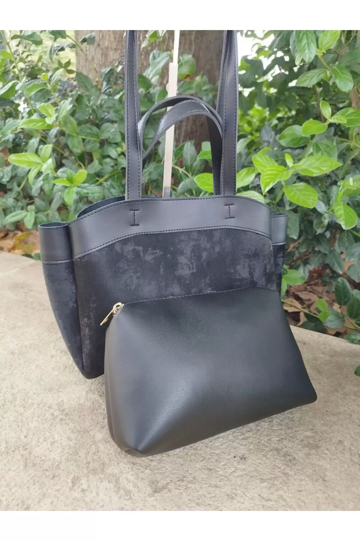Annalisa Black Nubuck Leather Puppy Bag Womens Handbag and Shoulder Bag