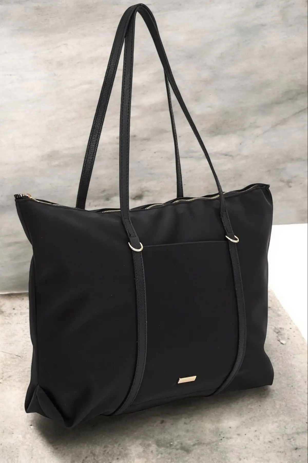 Lacey Siyah Şeritli Shopper Kadın Omuz Çantası