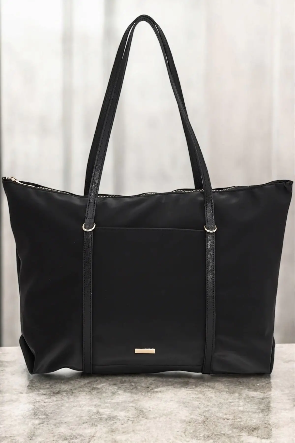 Lacey Siyah Şeritli Shopper Kadın Omuz Çantası