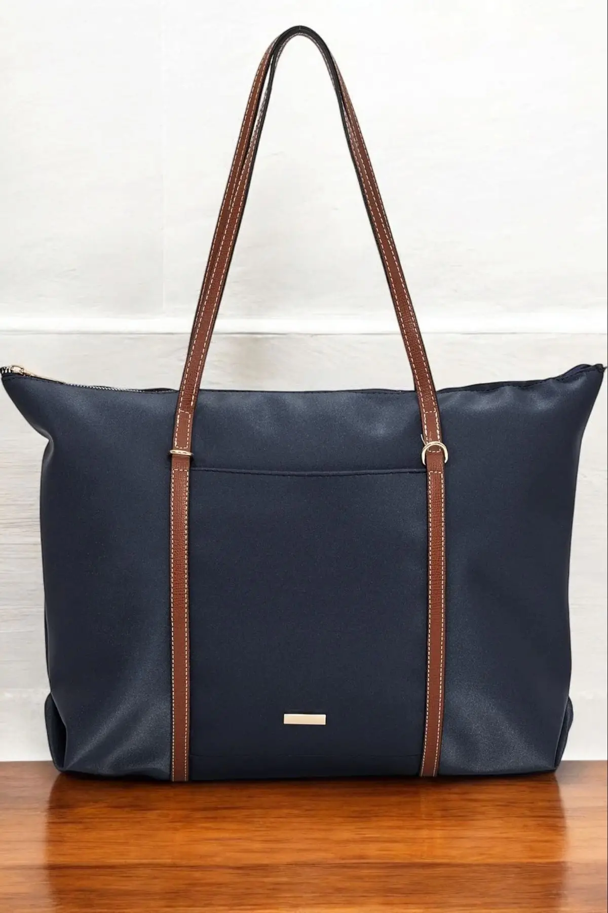 Lacey Lacivert-Taba Şeritli Shopper Kadın Omuz Çantası
