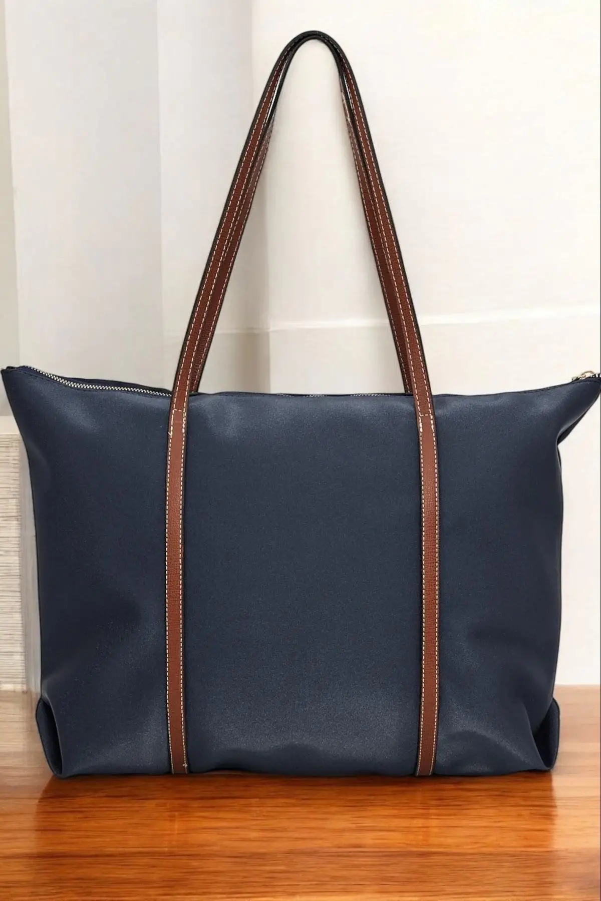 Lacey Lacivert-Taba Şeritli Shopper Kadın Omuz Çantası