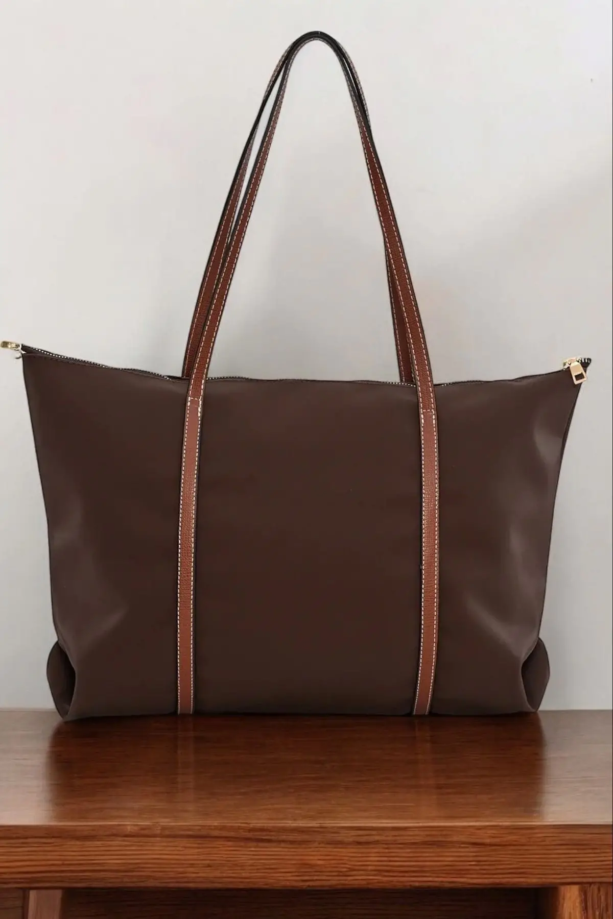 Lacey Kahve-Taba Şeritli Shopper Kadın Omuz Çantası