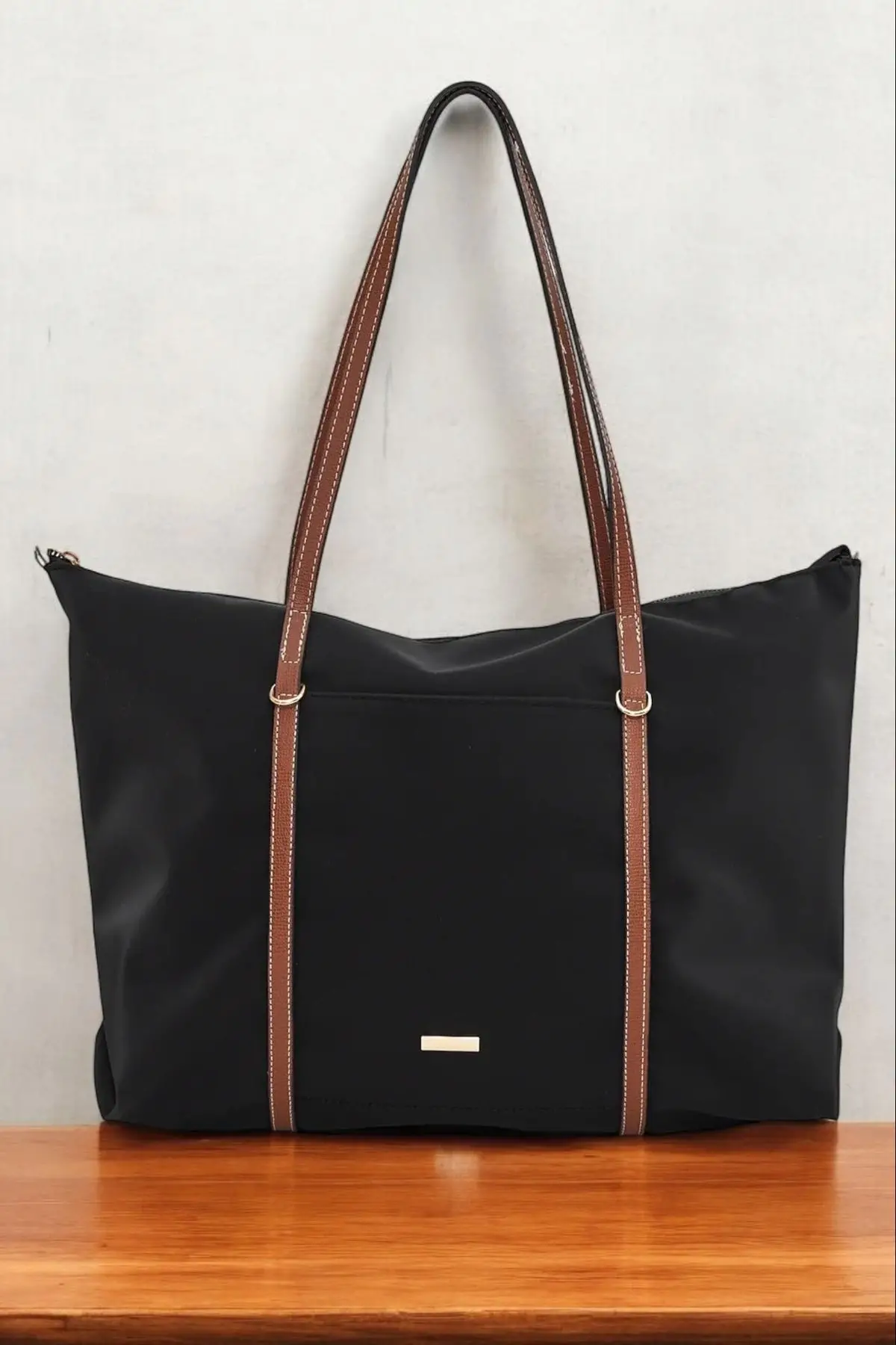 Lacey Siyah-Taba Şeritli Shopper Kadın Omuz Çantası
