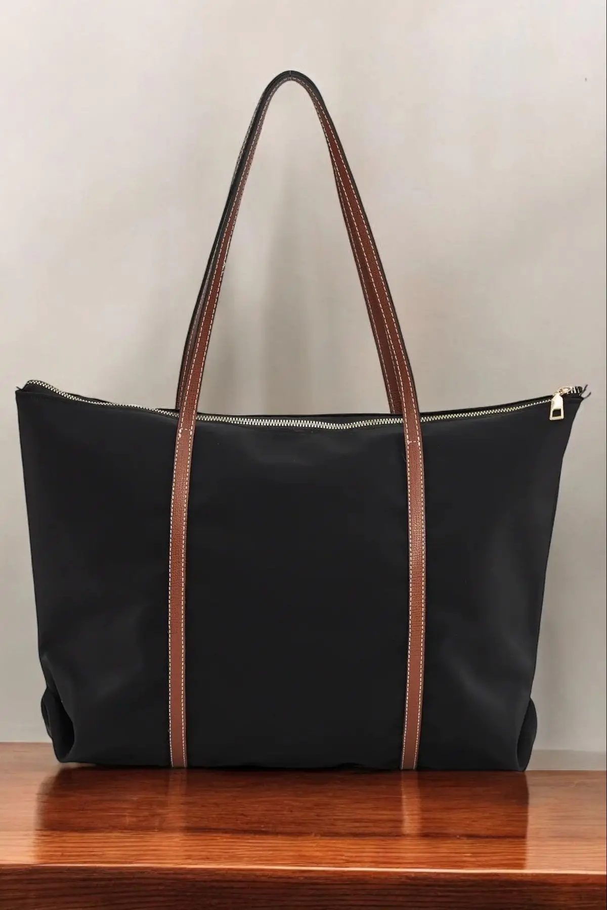 Lacey Siyah-Taba Şeritli Shopper Kadın Omuz Çantası
