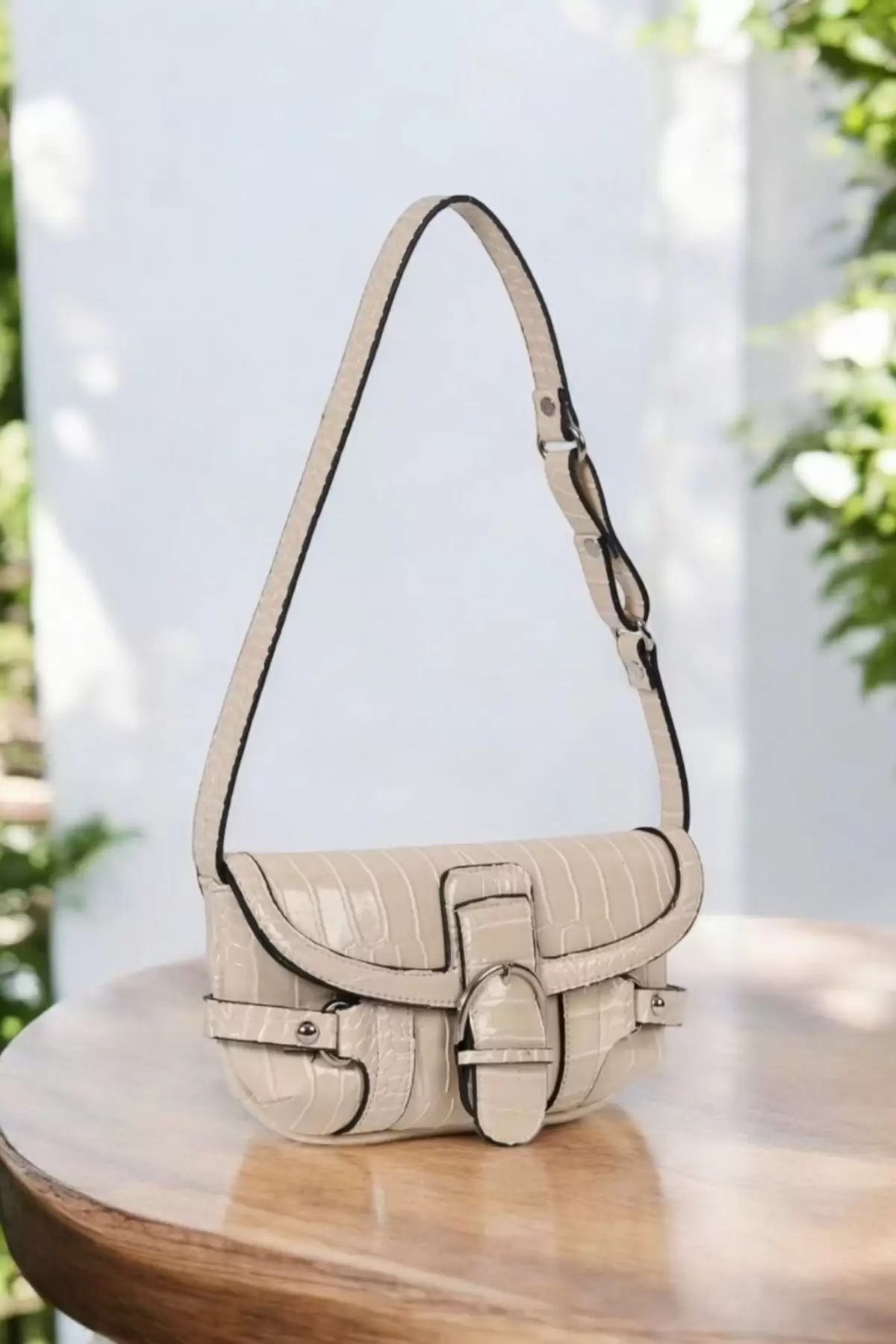 Rock Mink Crocodile Womens Baguette Shoulder Bag