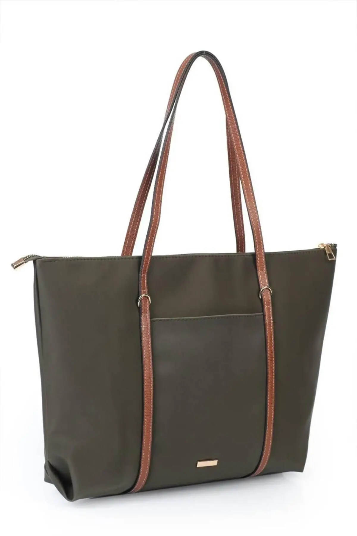 Lacey Khaki-Taba Striped Shopper Womens Shoulder Bag