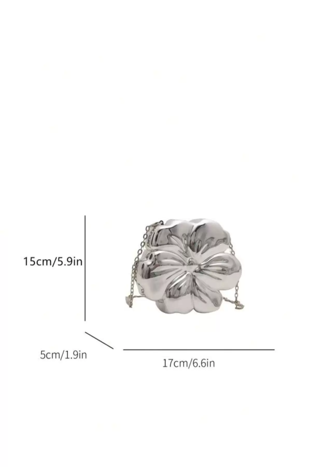Flower Womens Hand and Shoulder Bag with Silver Chain Strap