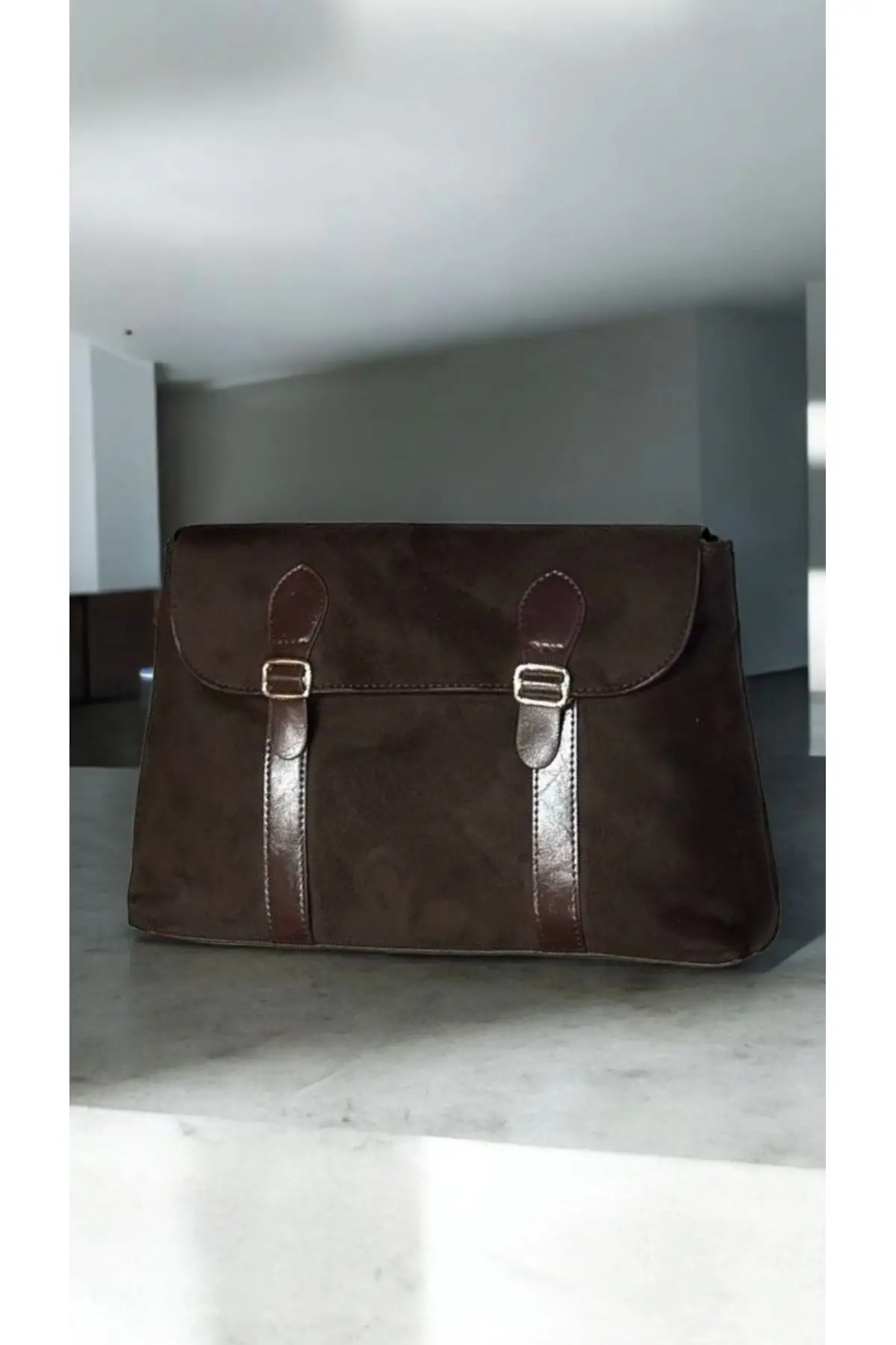 Frida Acı Kahve Süet Vintage Kadın El Ve Omuz Çantası