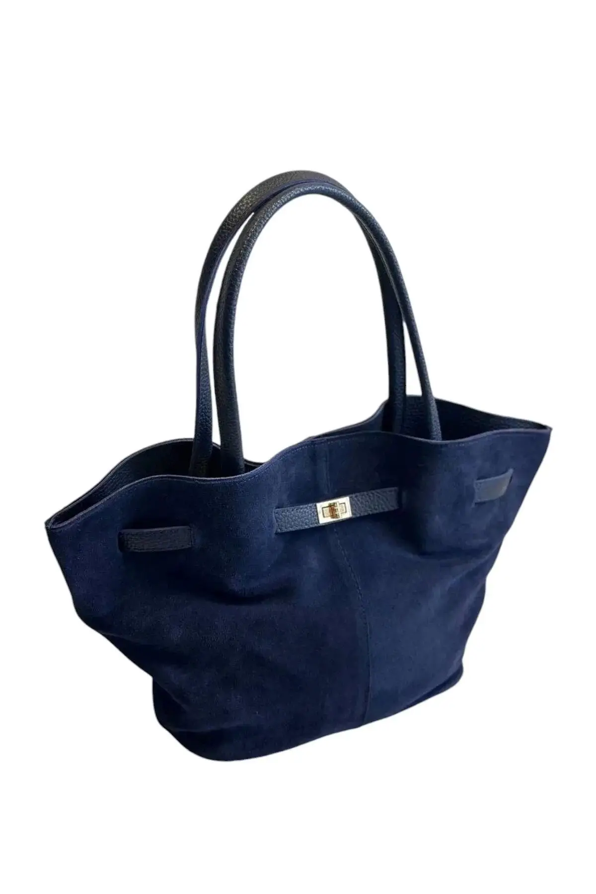 Lucia Süet Nubuk Suni Deri Mıknatıs Kapamalı Çapraz Askılı Kadın El Ve Omuz Çantası Lucia Lacivert