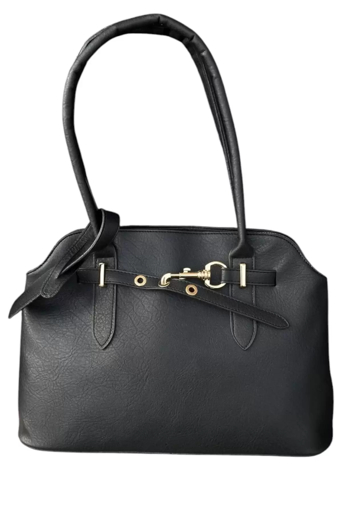 Elegante Black Belt Detail Womens Shoulder Bag