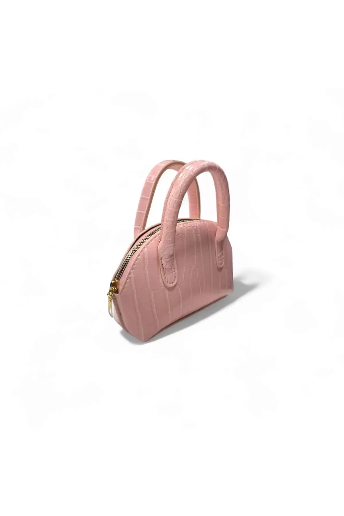 Safir Pembe Kroko Mini Kadın El Ve Omuz Çantası