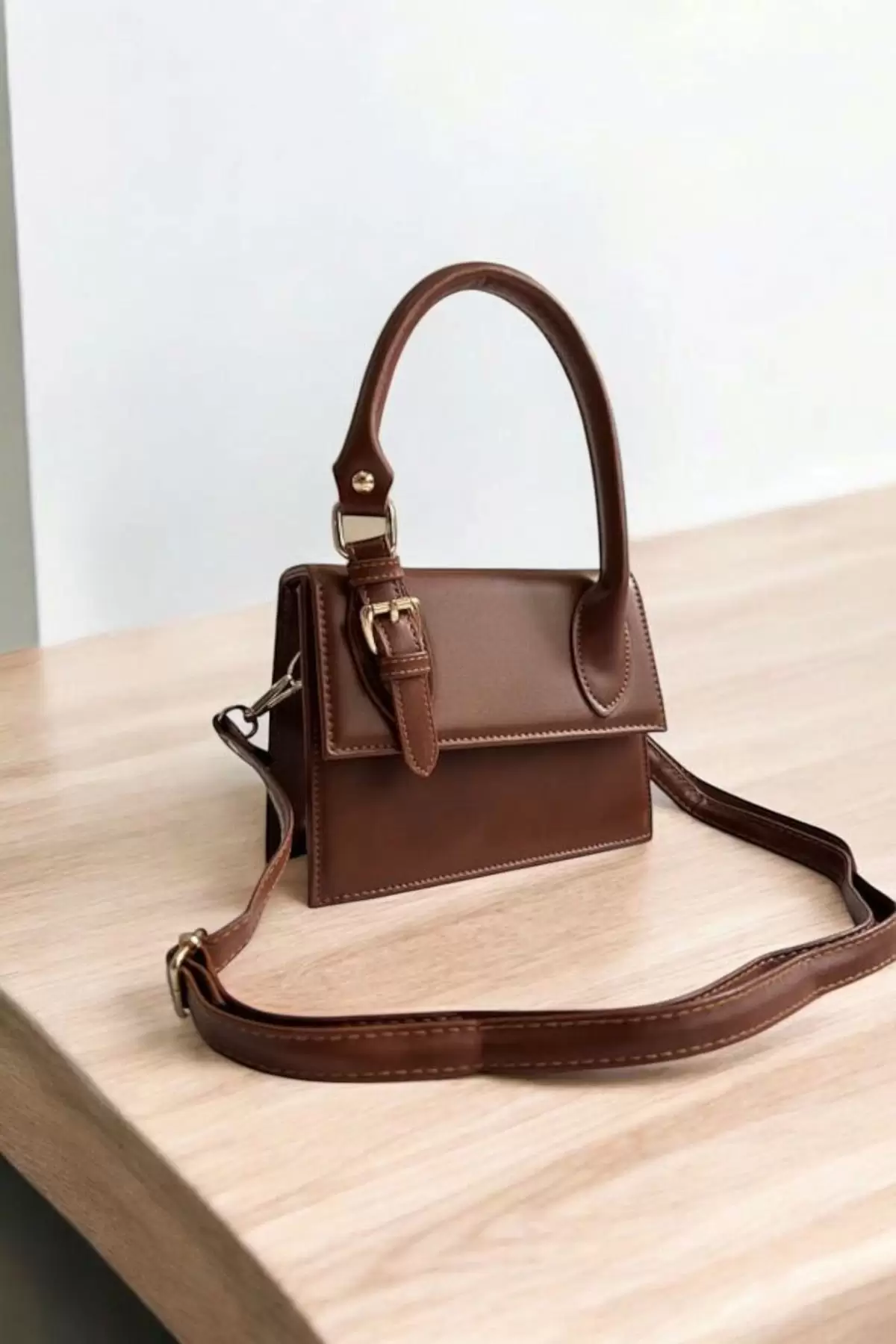 Jundia Taba Tasarım Kemer Detaylı Mini Kadın El Ve Omuz Çantası