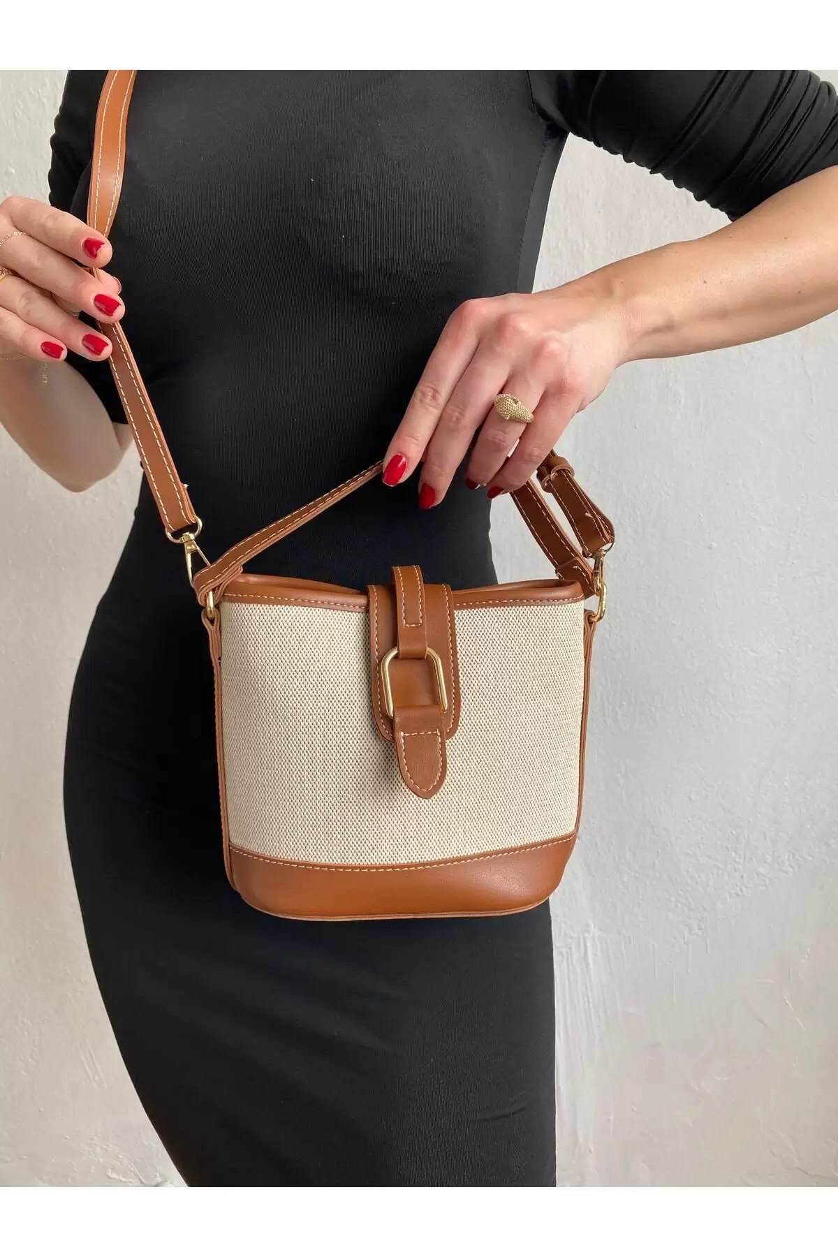 Alin Keten Taba Kontrast Kova Model Kadın Omuz Çantası