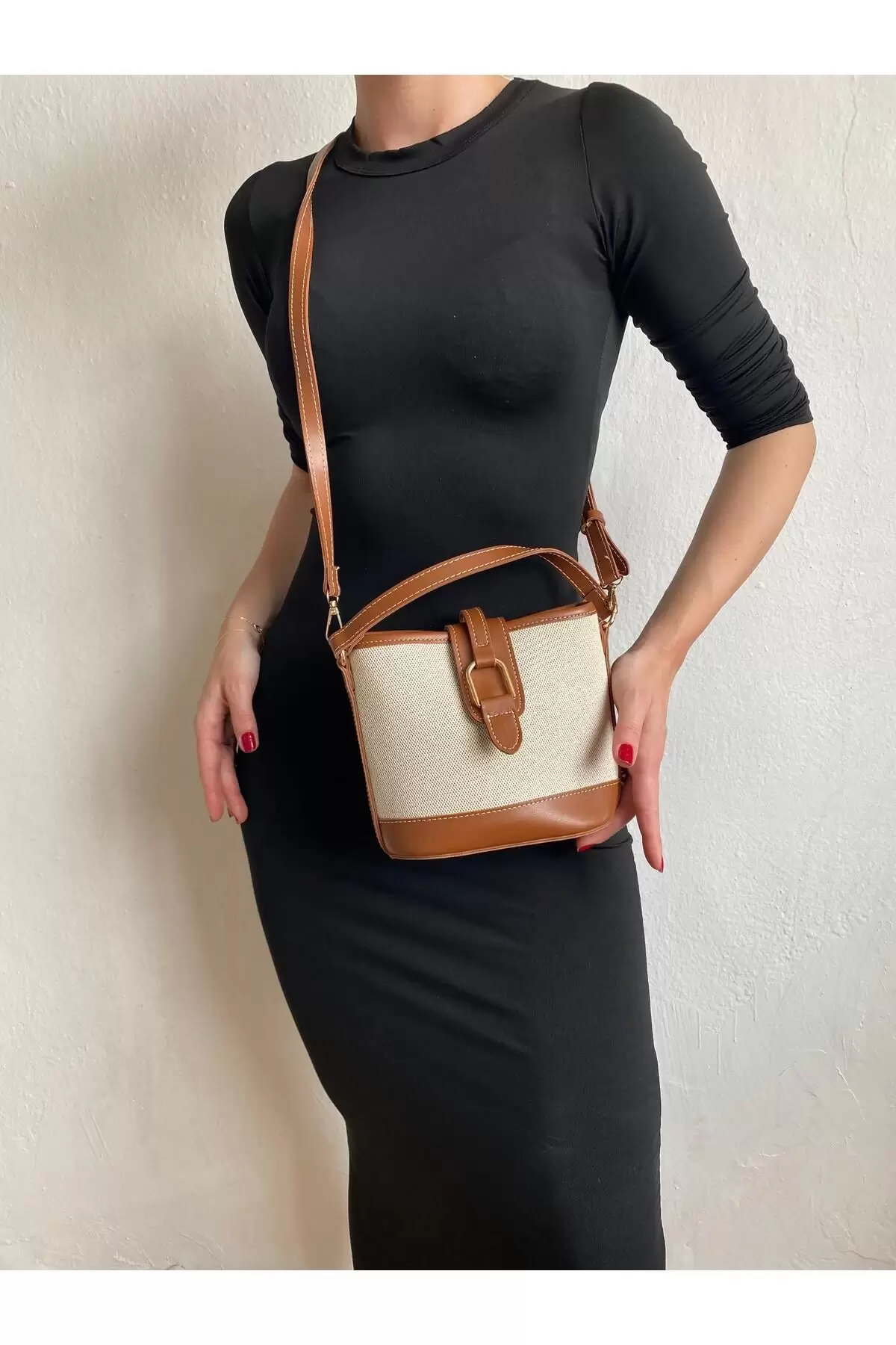 Alin Keten Taba Kontrast Kova Model Kadın Omuz Çantası