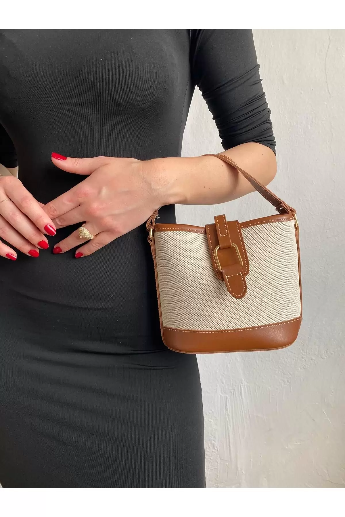Alin Keten Taba Kontrast Kova Model Kadın Omuz Çantası
