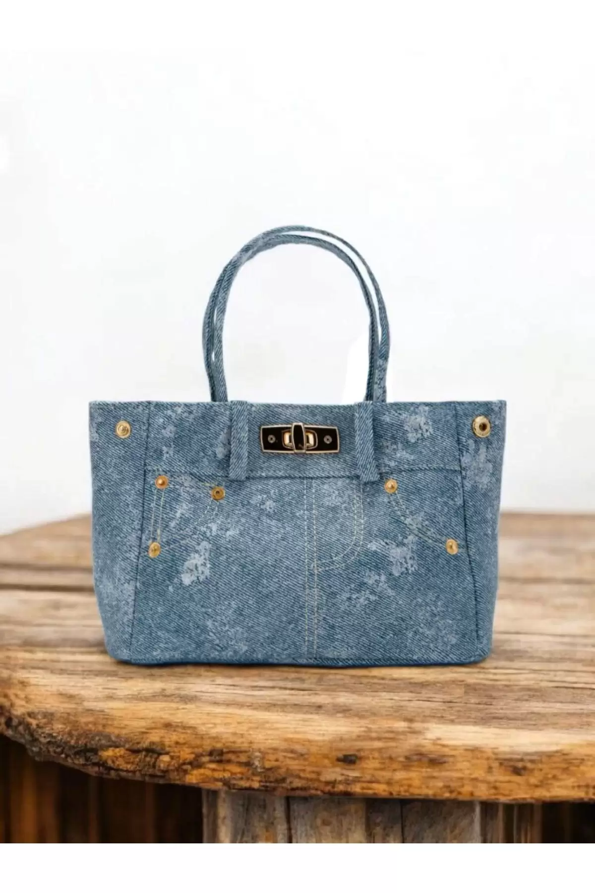 Nepal Kot Kumaş Jean Model Tasarım Kadın El Ve Omuz Çantası