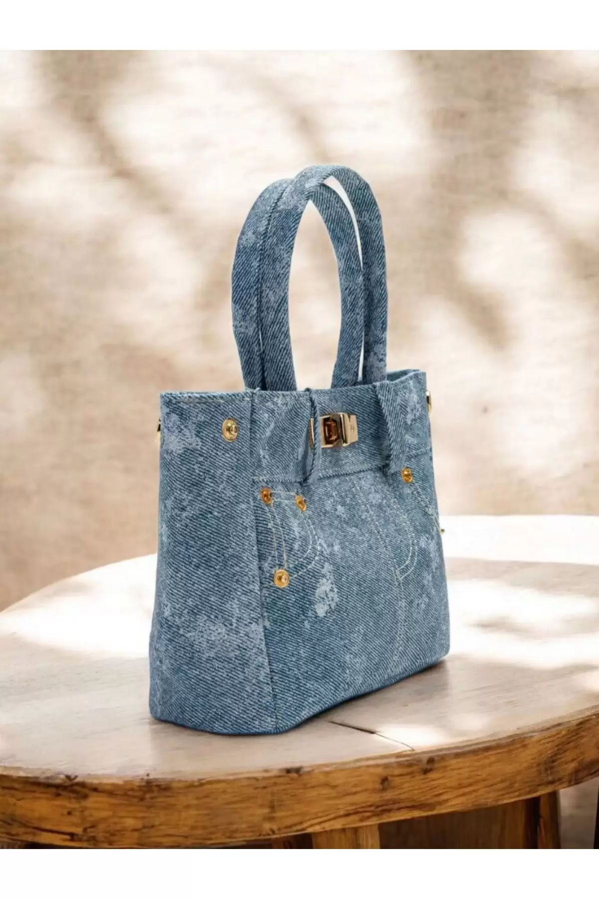 Nepal Kot Kumaş Jean Model Tasarım Kadın El Ve Omuz Çantası