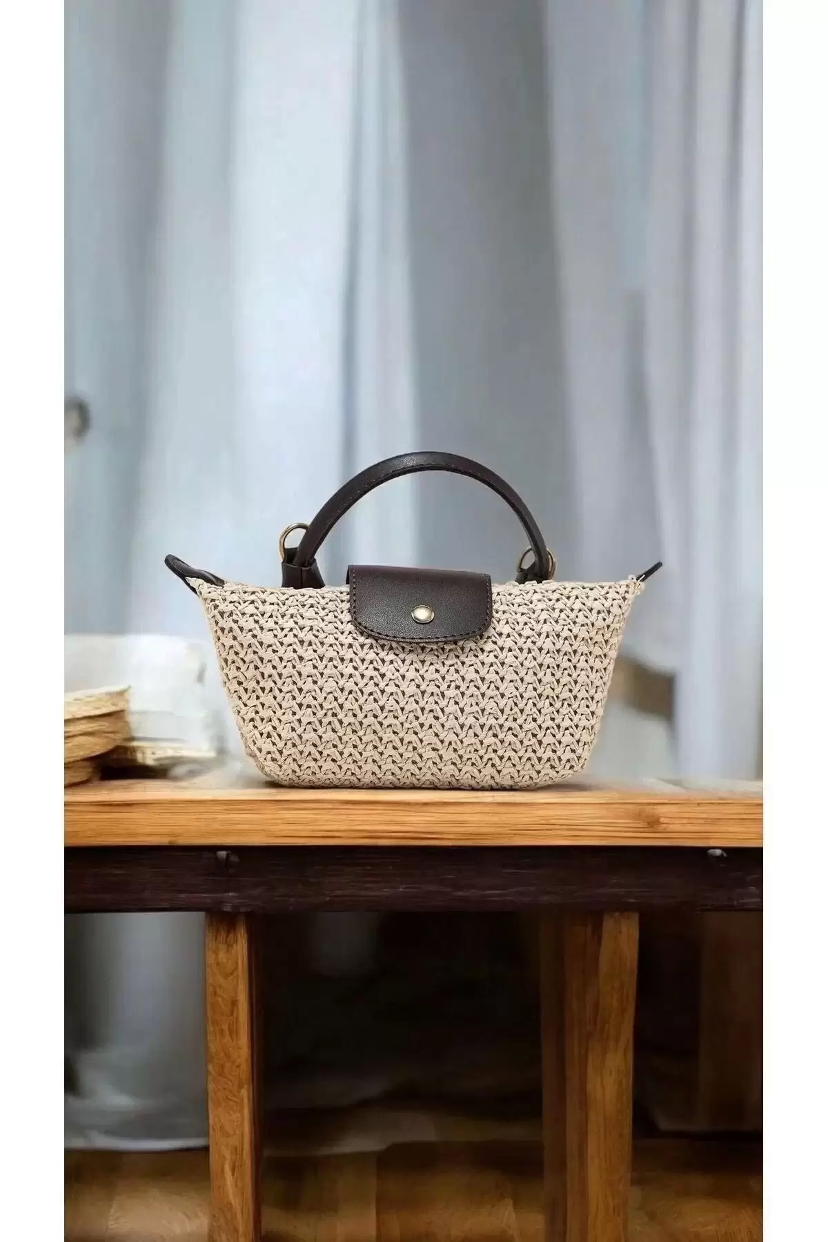 Laurel Acı Kahve/Hasır El Dokuma Kadın Mini Bag