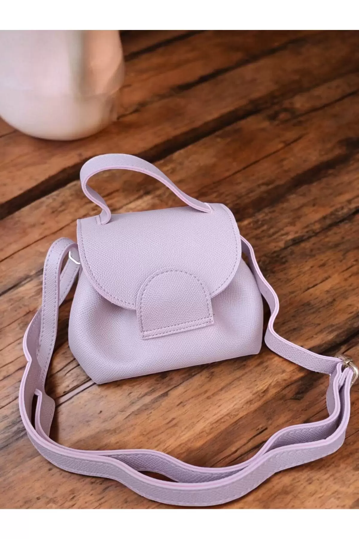Sole Pudra Rengi Büzgü Detaylı Kapaklı Pinterest Model Kadın Omuz Çantası