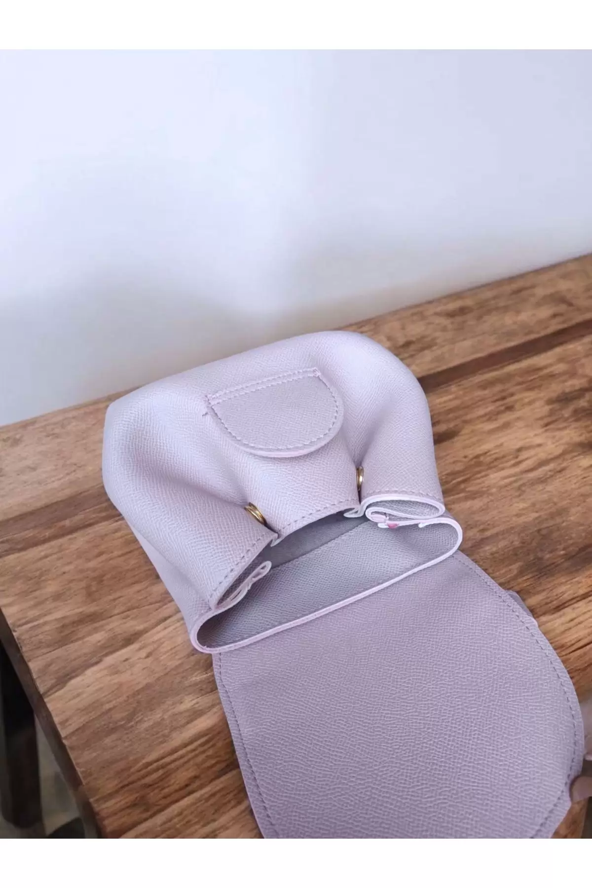 Sole Pudra Rengi Büzgü Detaylı Kapaklı Pinterest Model Kadın Omuz Çantası