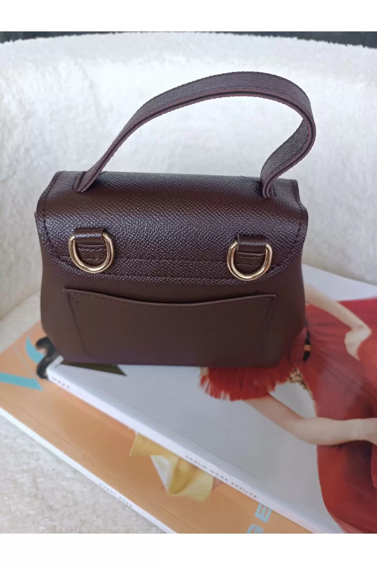 Sole Kahverengi Büzgü Detaylı Kapaklı Pinterest Model Kadın Omuz Çantası