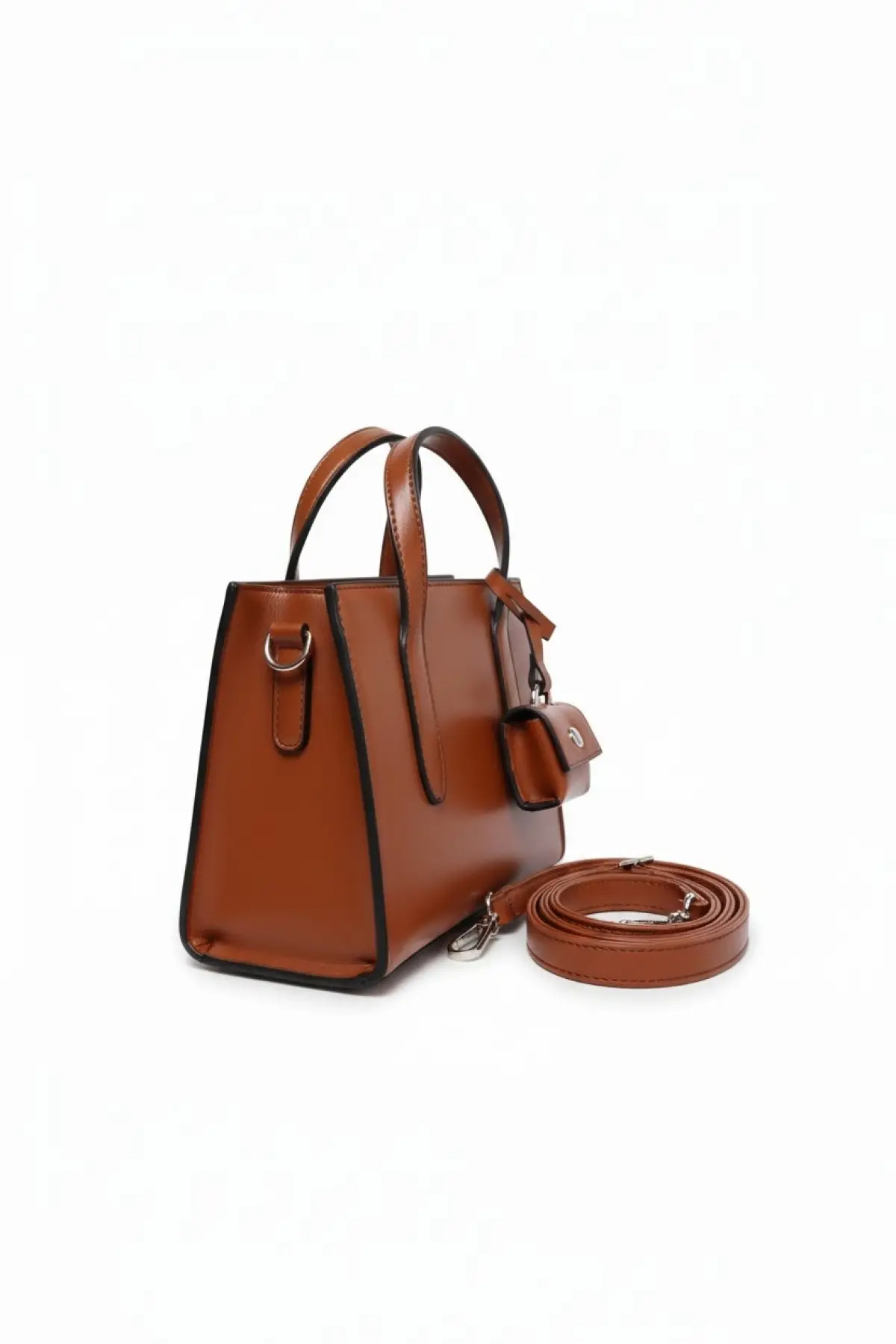 Julia Mini Cüzdan Detaylı Taba Cilt Trend Kadın Kol Ve Omuz Çantası