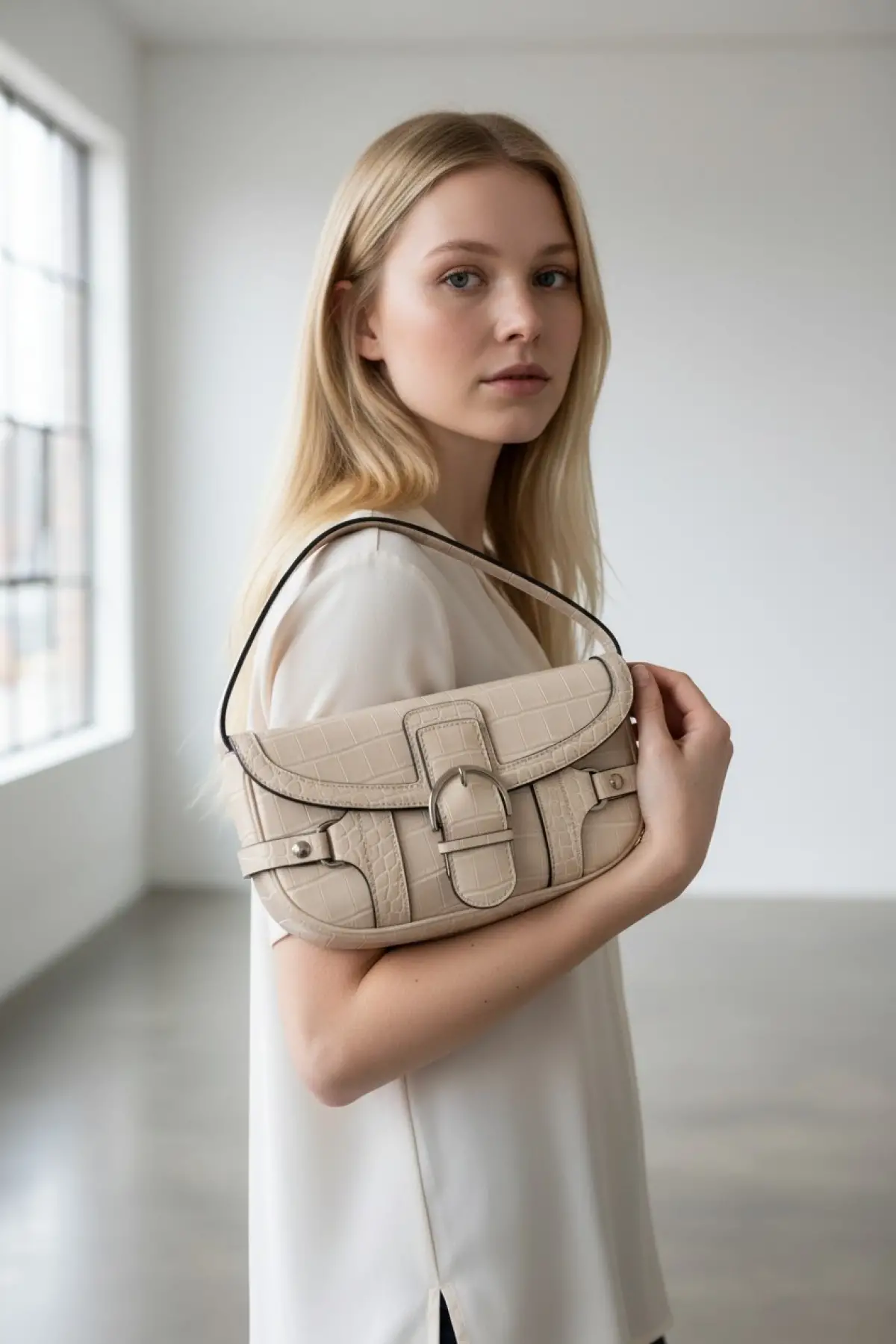 Rock Vizon Kroko Kadın Baget Omuz Çantası