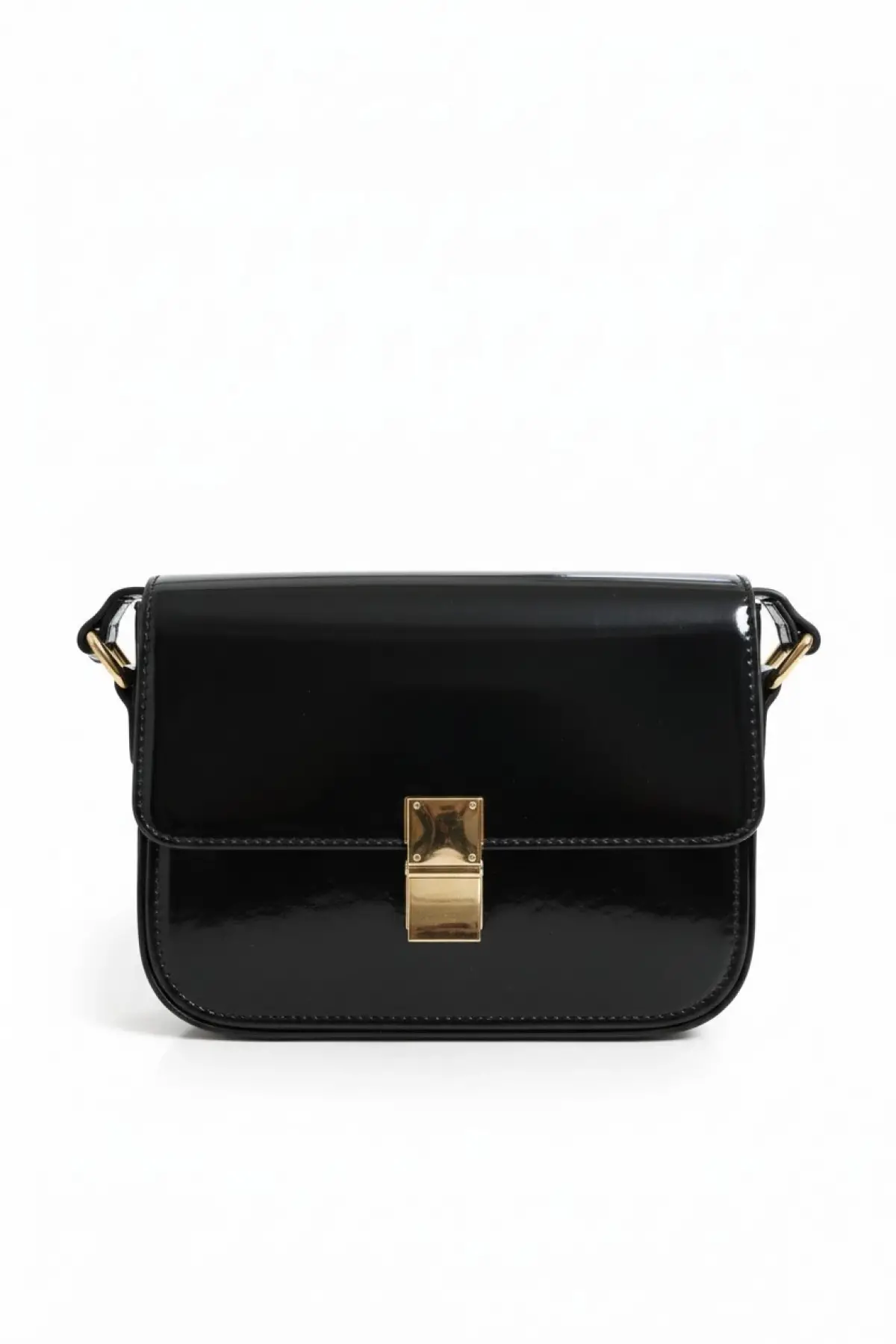 Sophia Parlak Siyah Mandal Kapamalı Kadın Omuz Çantası