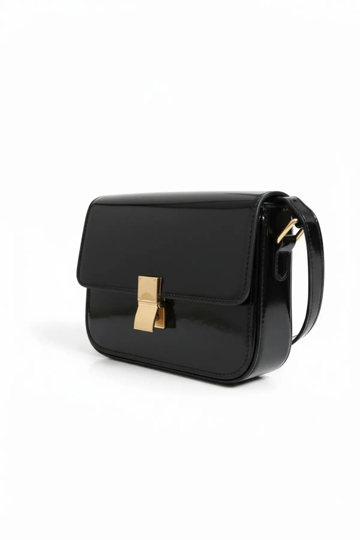 Sophia Parlak Siyah Mandal Kapamalı Kadın Omuz Çantası