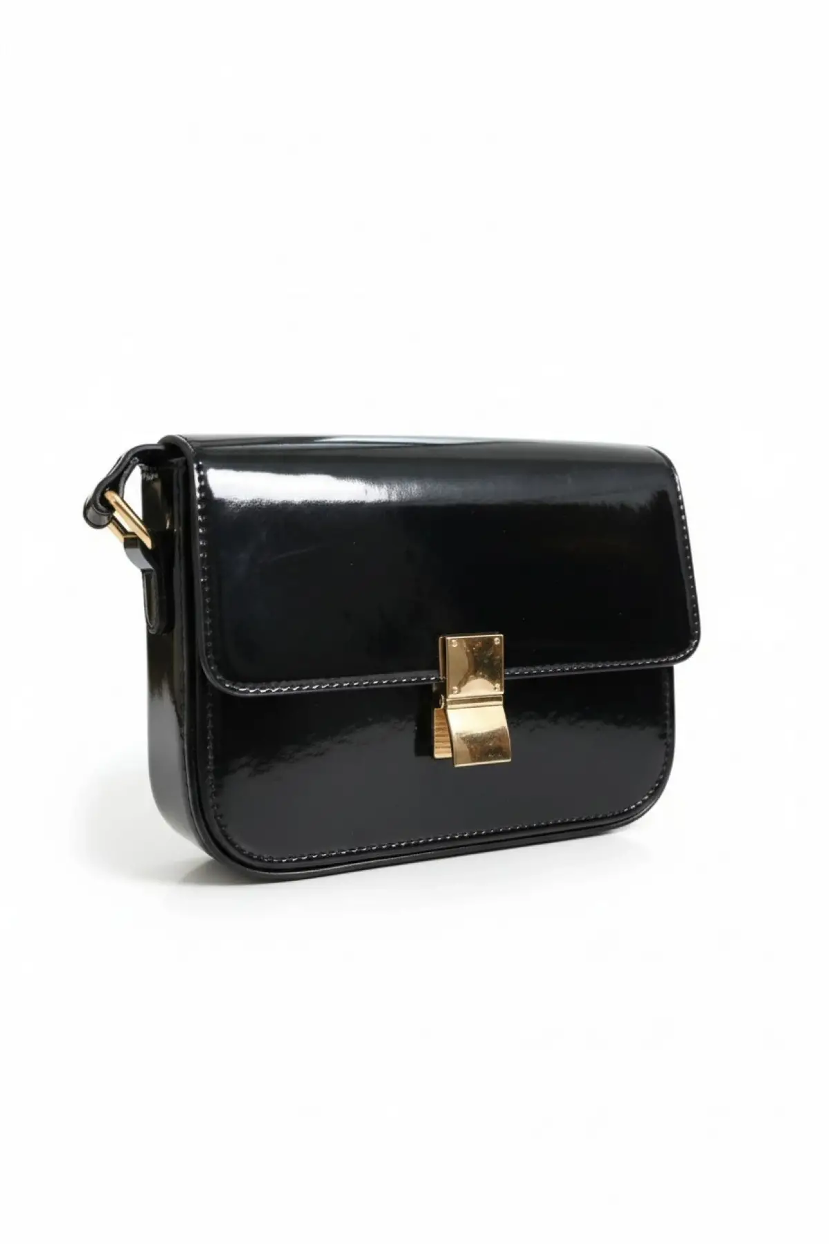 Sophia Parlak Siyah Mandal Kapamalı Kadın Omuz Çantası