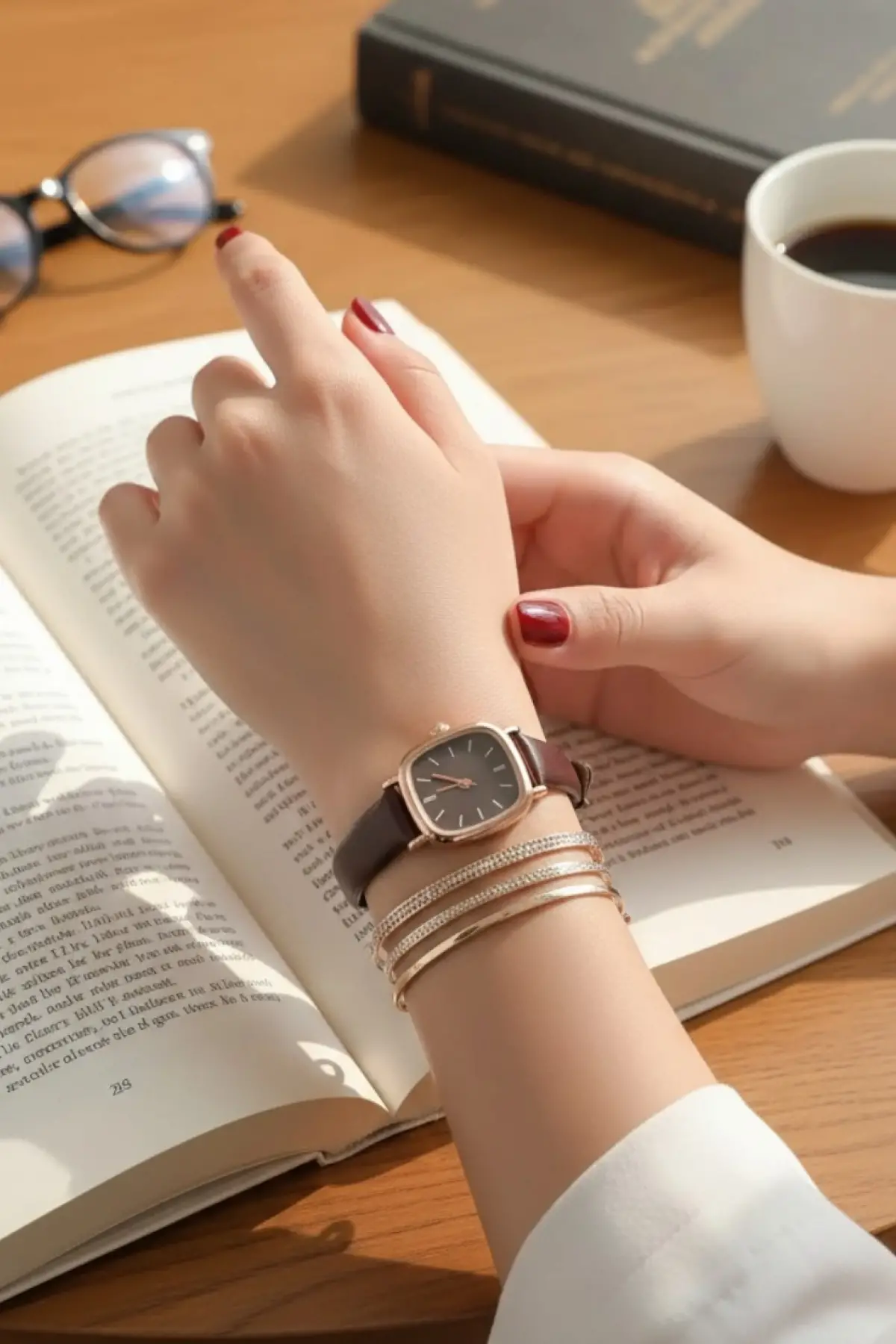 Pauline Kahve Cilt Deri Kahve Kadranlı Kordonlu Kare Minimal Kadın Kol Saati