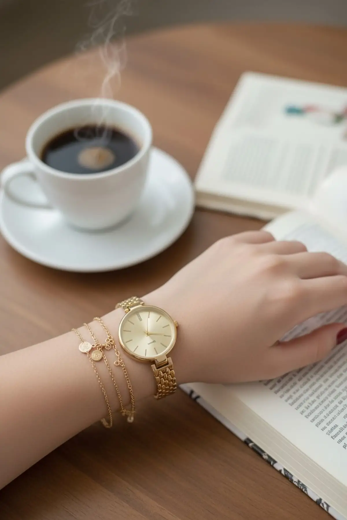 Hawaii Gold Yuvarlak Taş Detaylı Kadın Kol Saati