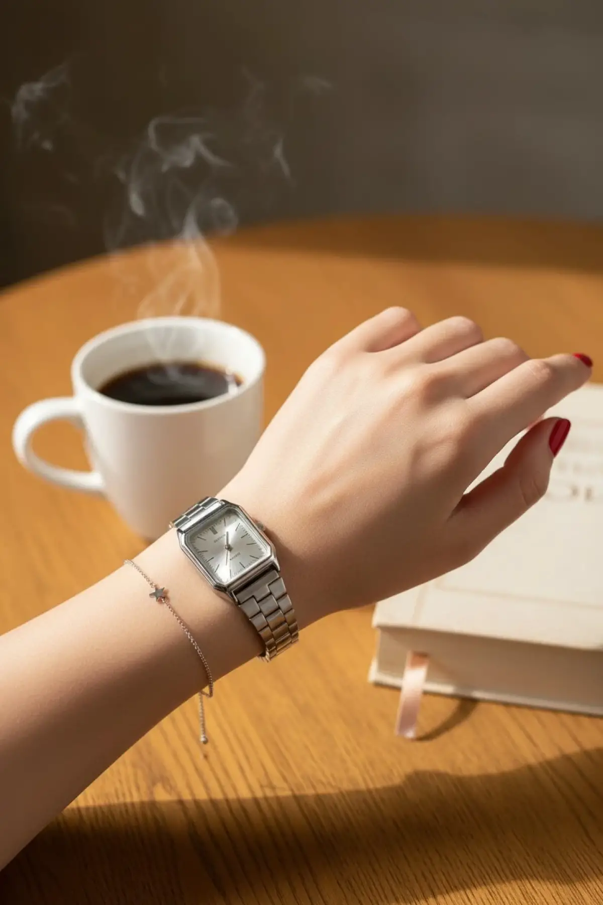 Tignes Gümüş Rengi Çizgi Rakamlı Kadın Kol Saati