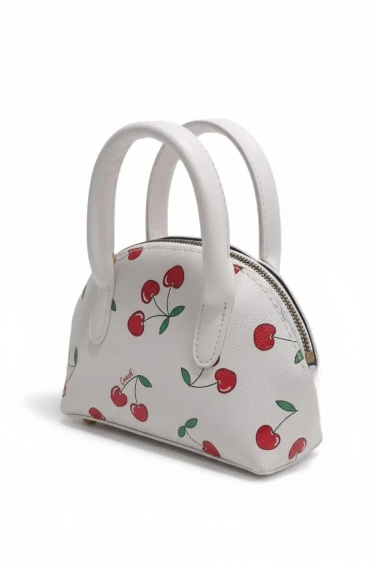 Safir Beyaz Kiraz Desenli Mini Kadın El Ve Omuz Çantası
