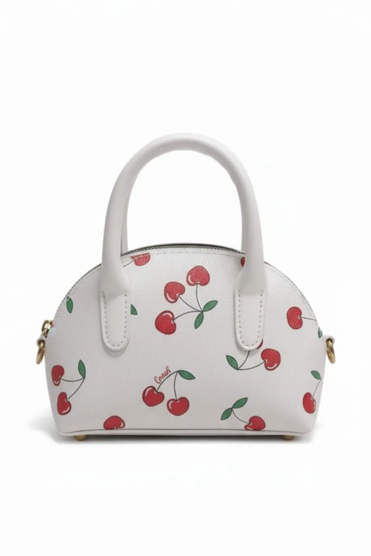 Safir Beyaz Kiraz Desenli Mini Kadın El Ve Omuz Çantası