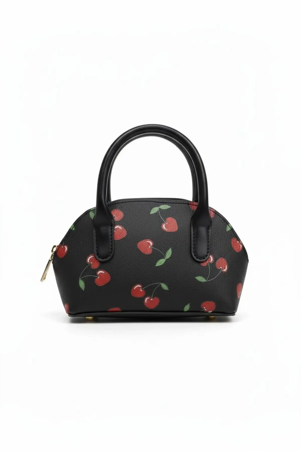 Safir Siyah Kiraz Desenli Mini Kadın El Ve Omuz Çantası