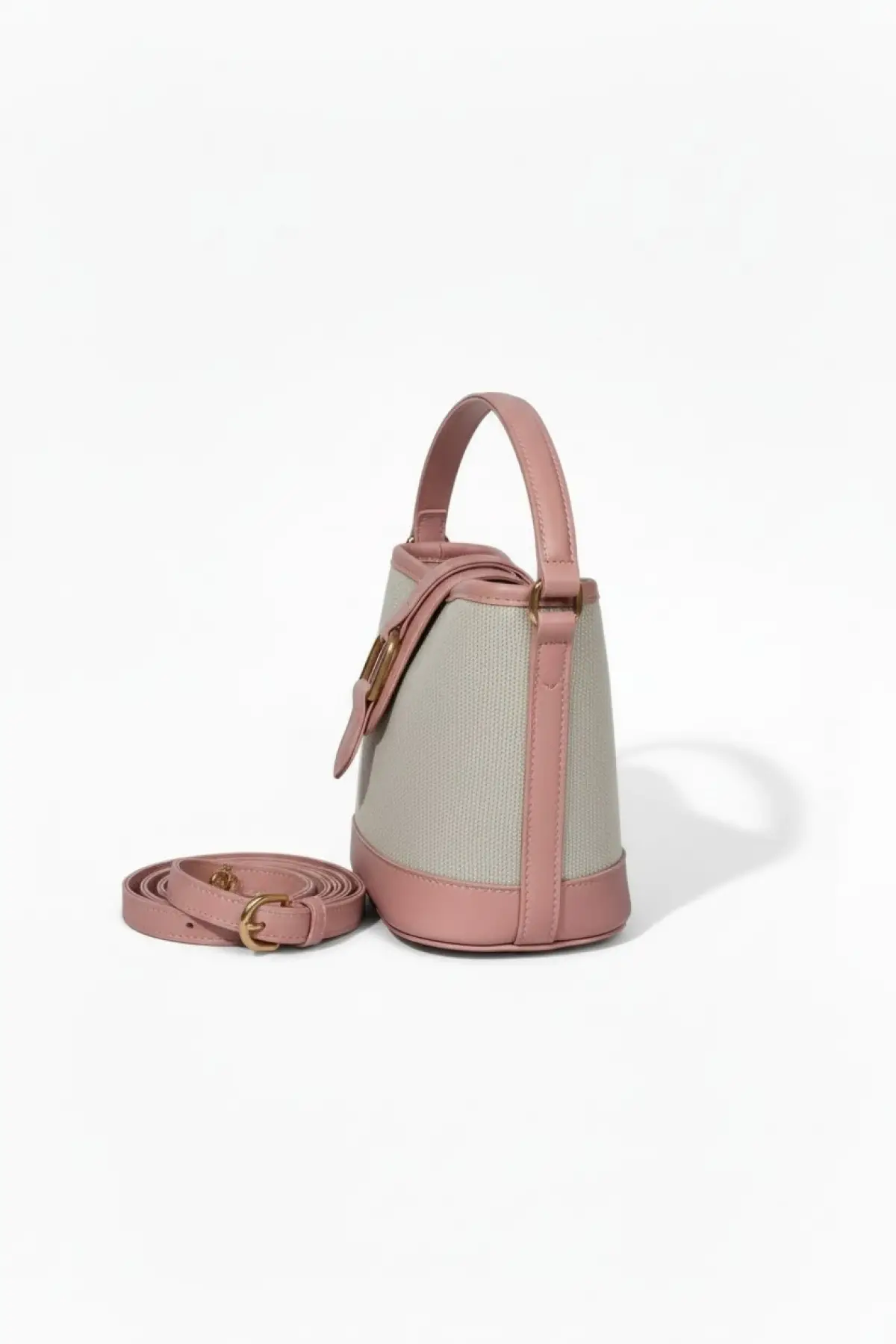 Alin Keten Pembe Kontrast Kova Model Kadın Omuz Çantası