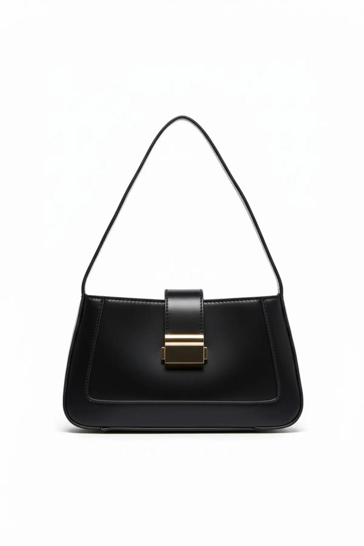 Lena Siyah Metal Tokalı Baget Kadın El Ve Omuz Çantası