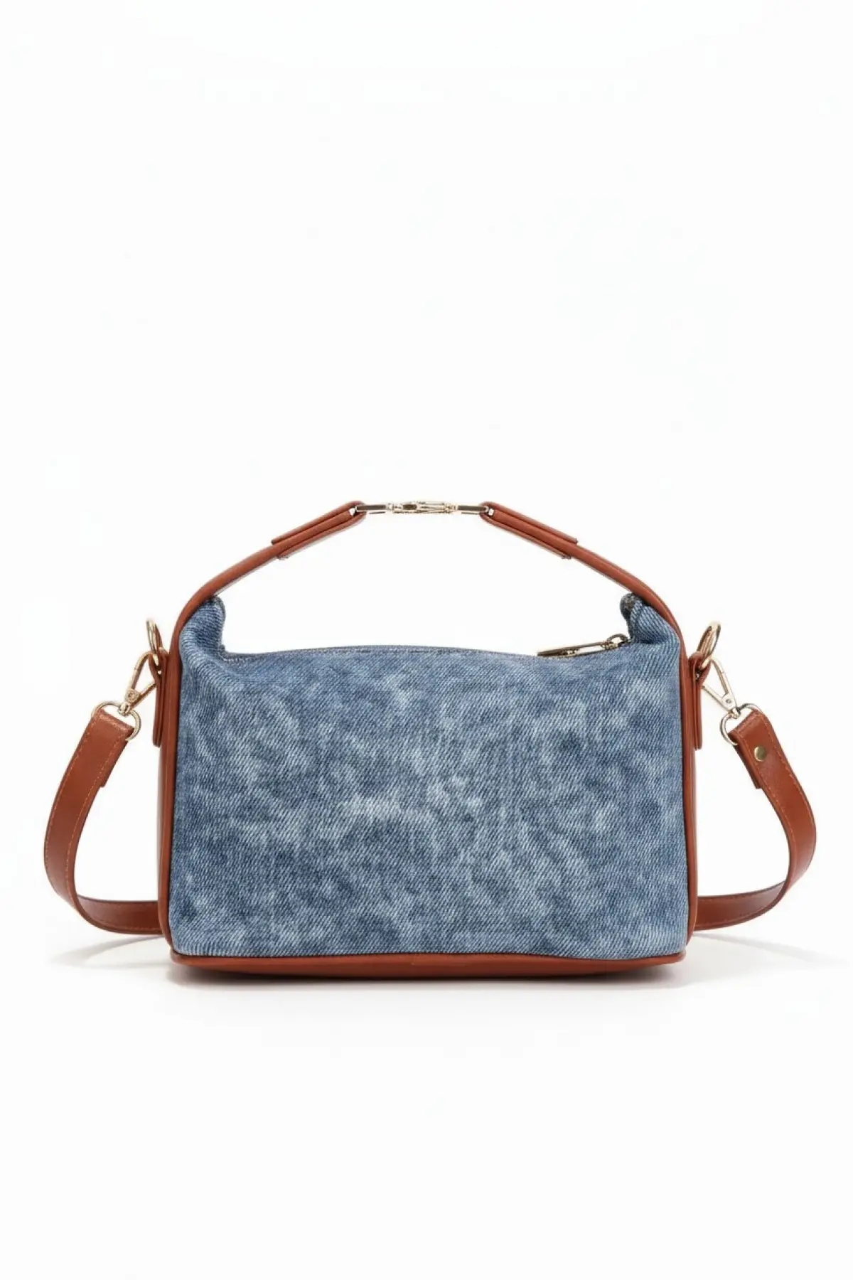Toile Taba Detaylı Kot Kanvas Çift Askılı Kadın El Kol Ve Omuz Çantası